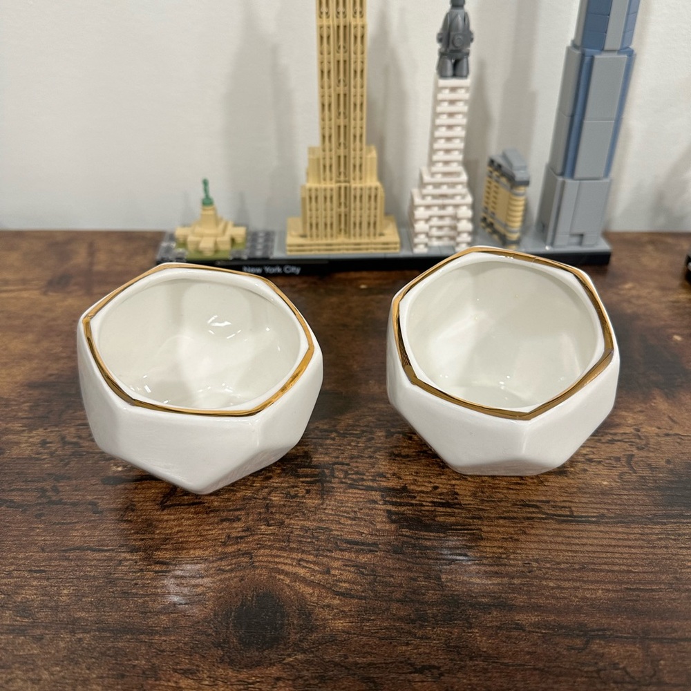 Kate Aspen Geometric Ceramic Planter or Trinket Dish (set of 2)